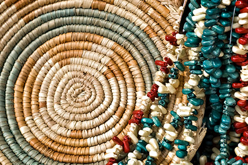 tribal basket and beads