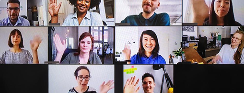 screen showing participants on a video conference call